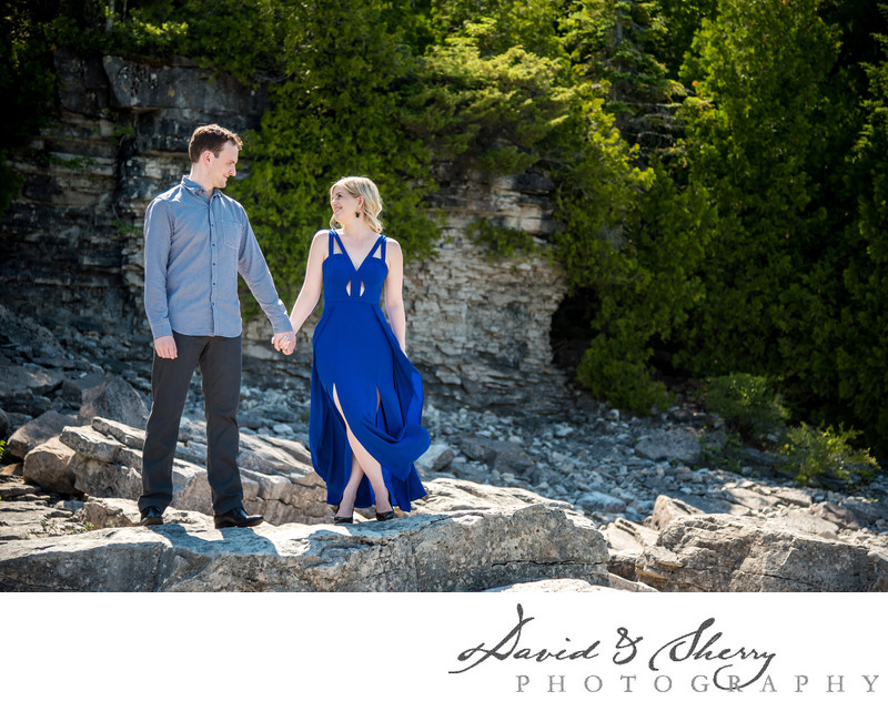 Singing Sands Beach Engagement Photos Near Tobermory