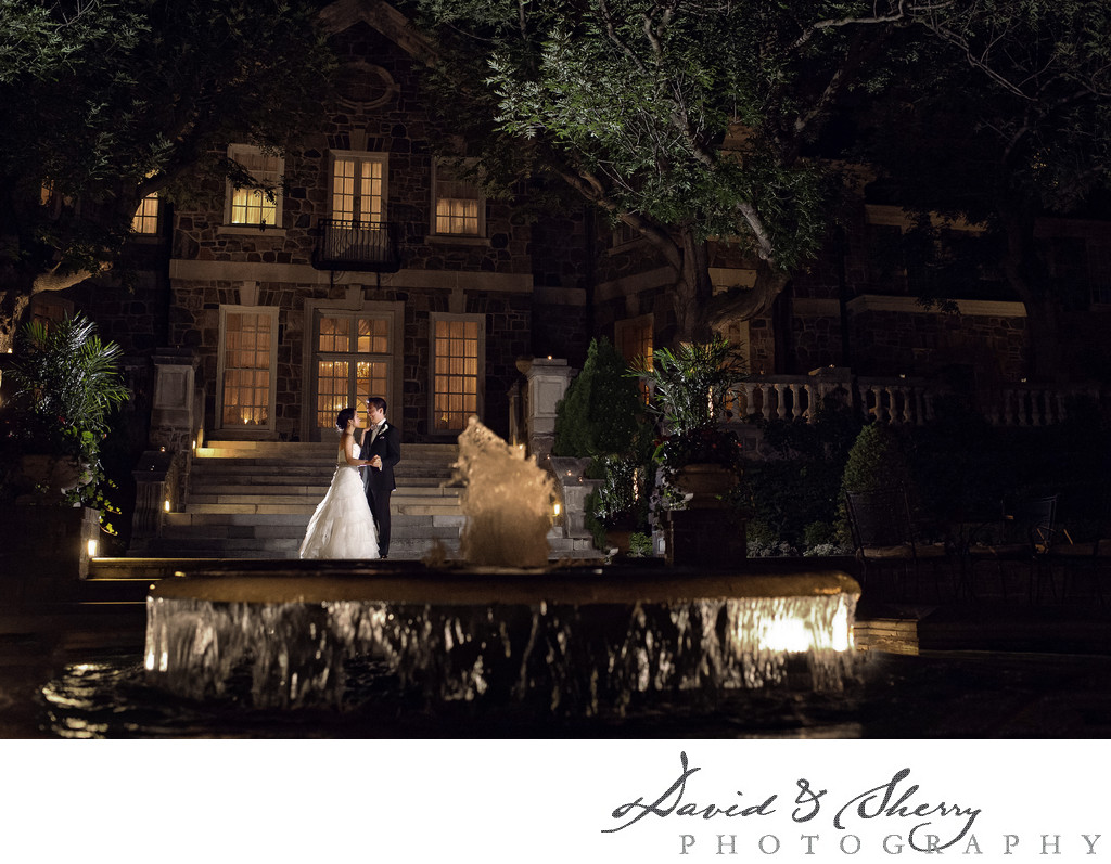 Courtyard Wedding Photos at Graydon Hall Manor at Night