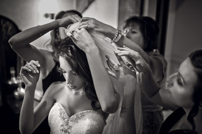 Bridesmaids Helping Bride Photos