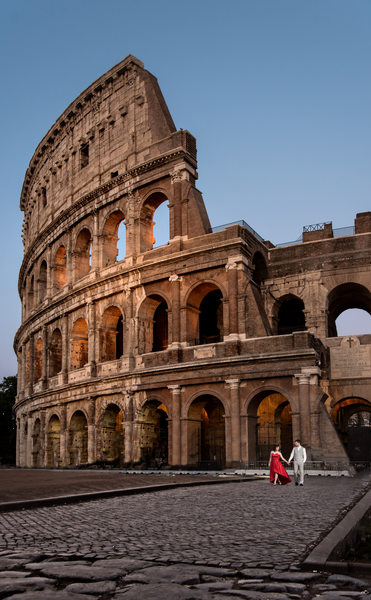Rome Italy Destination Pre-Wedding Photos at Colosseum
