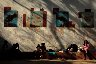 Street Life Against the Havana City Walls