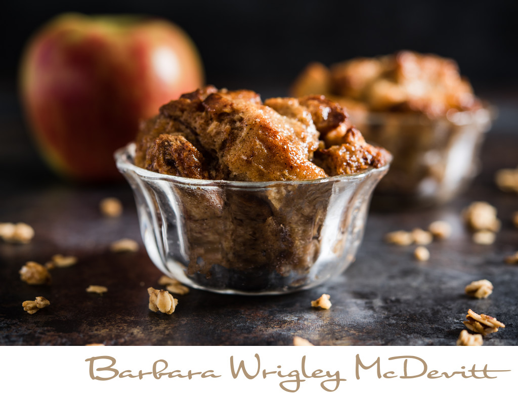 Apple bread pudding with honey