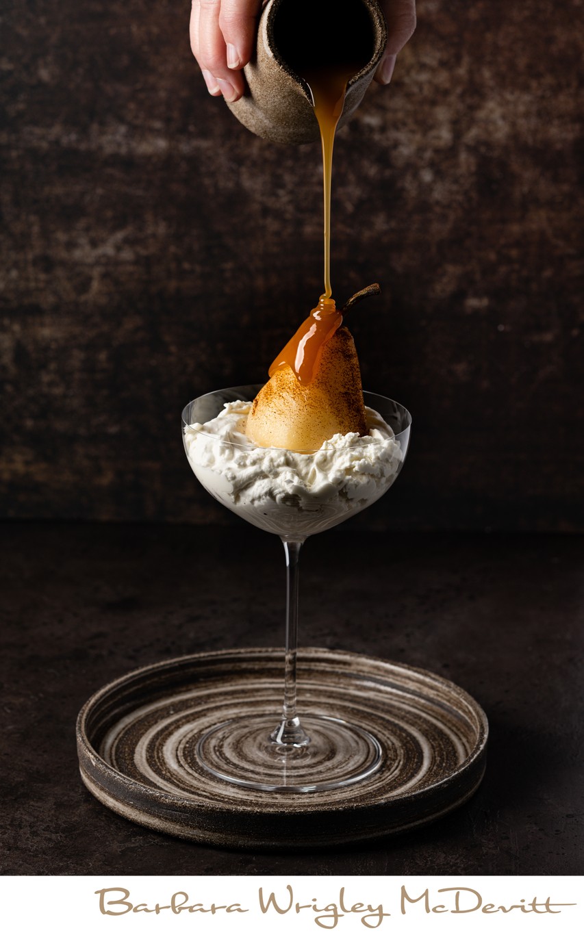 Poached Pears with Mascarpone and Caramel