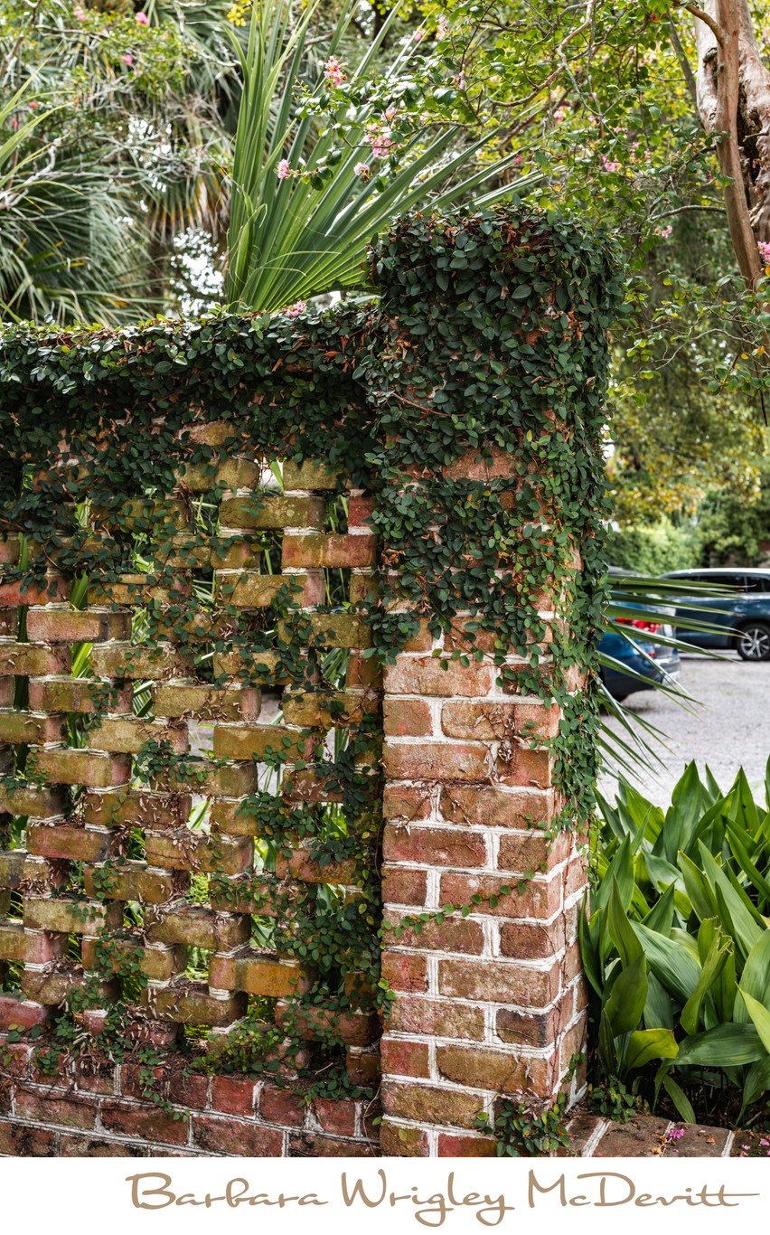 Ivy Decorated Brick Pillar