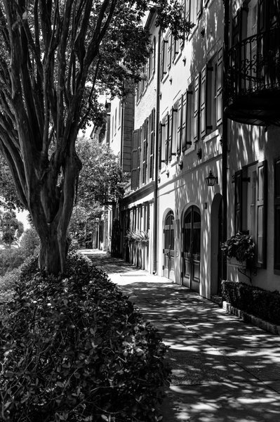 Rainbow Row in Black & White