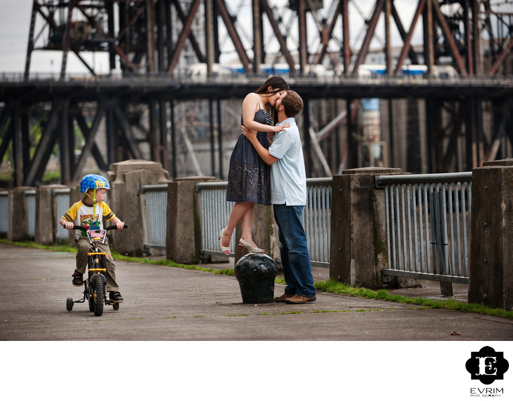 Funny Engagement Picture at Portland Water Front