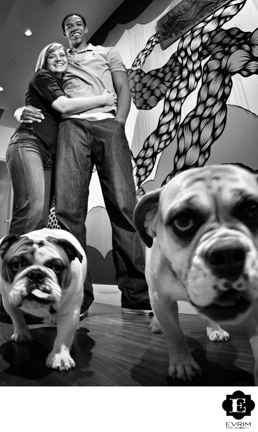 Bulldogs and Dogs at Portland Engagement Picture