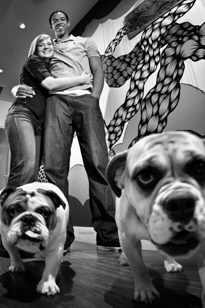 Bulldogs and Dogs at Portland Engagement Picture