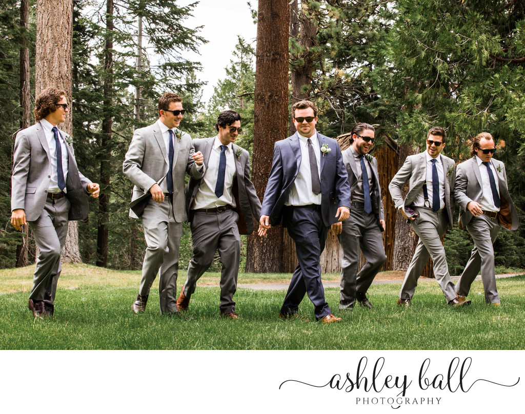 Groom with Group of Groomsmen at Lake Tahoe Wedding 
