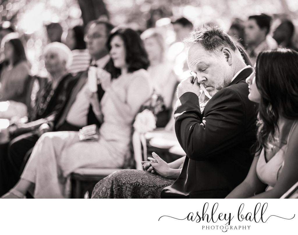 Father of the bride crying during the wedding ceremony