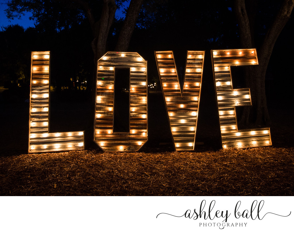 Love sign at wedding reception in Vacaville, California