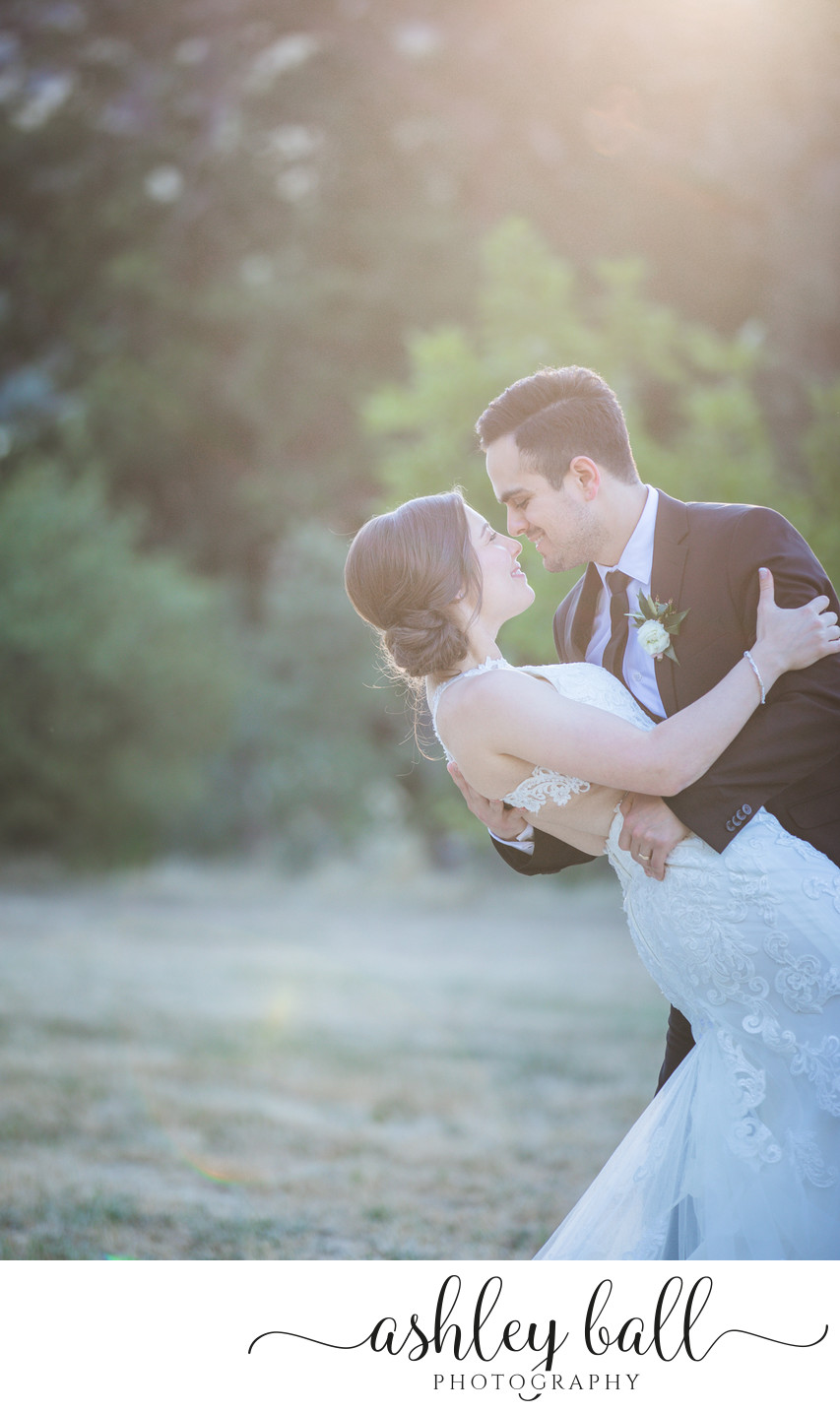 Romantic sunset photos of bride and groom in Vacaville