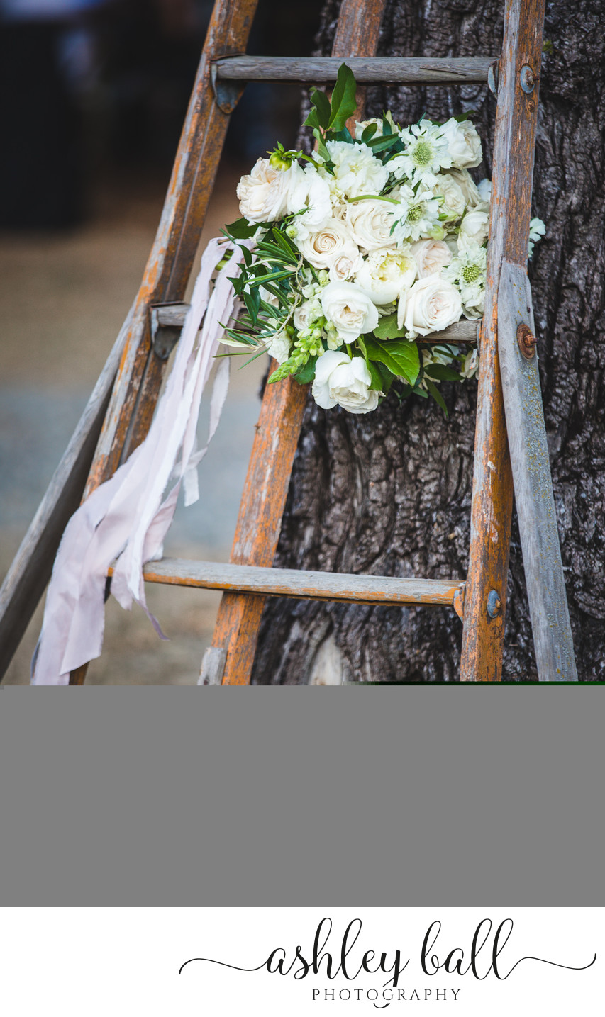 White bridal bouquet at Joyful Ranch wedding venue 
