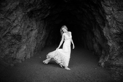 Black and White Bridal Portraits at The Sutro Baths 