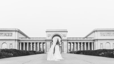 Bridal Portrait at Legion of Honor with Cathedral Veil