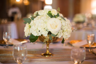 Timeless White Floral Center Pieces at Willow Ballroom