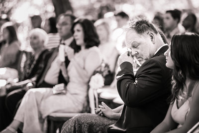 Father of the bride crying during the wedding ceremony
