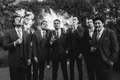 Groomsmen Cigar Photo at Ritz Charles