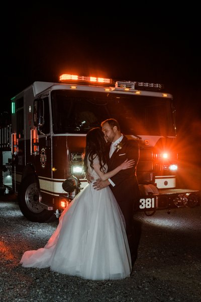 Firetruck Wedding Photo