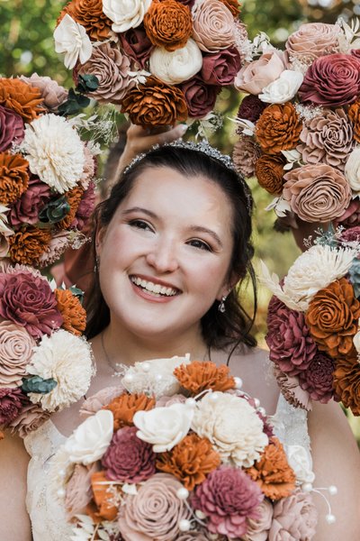 Surrounded by Her Girls and Their Flowers