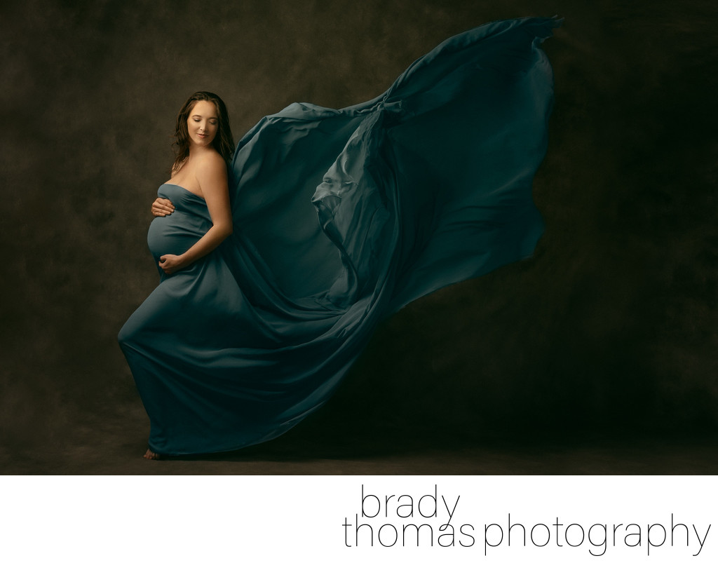 Dramatic Maternity Photos with Flowing Dress