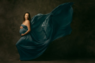 Dramatic Maternity Photos with Flowing Dress