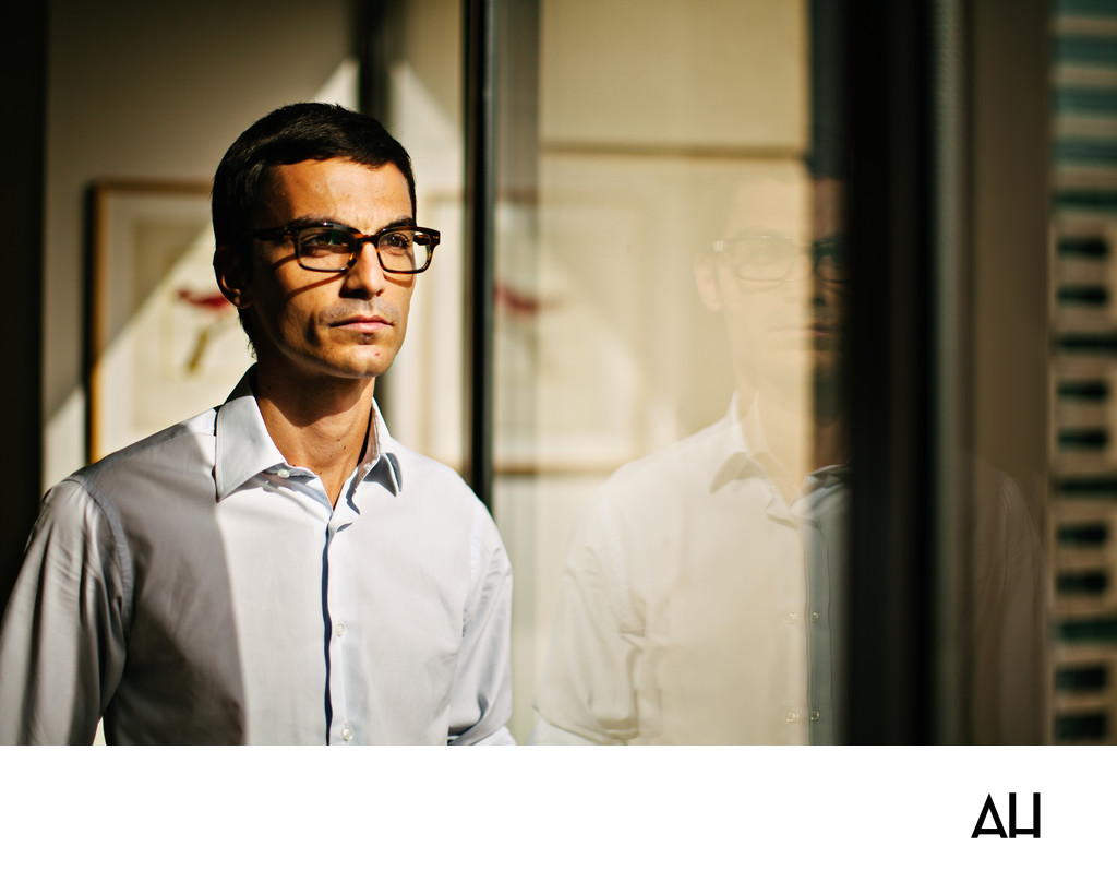 Professional Portrait with Window Reflection