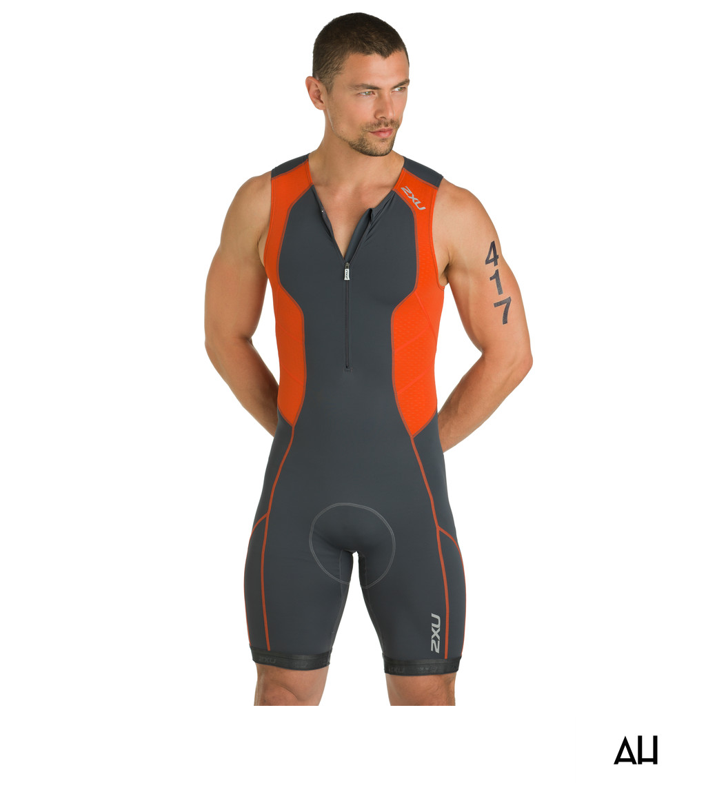 Men's Gray and Orange Triathlon Suit
