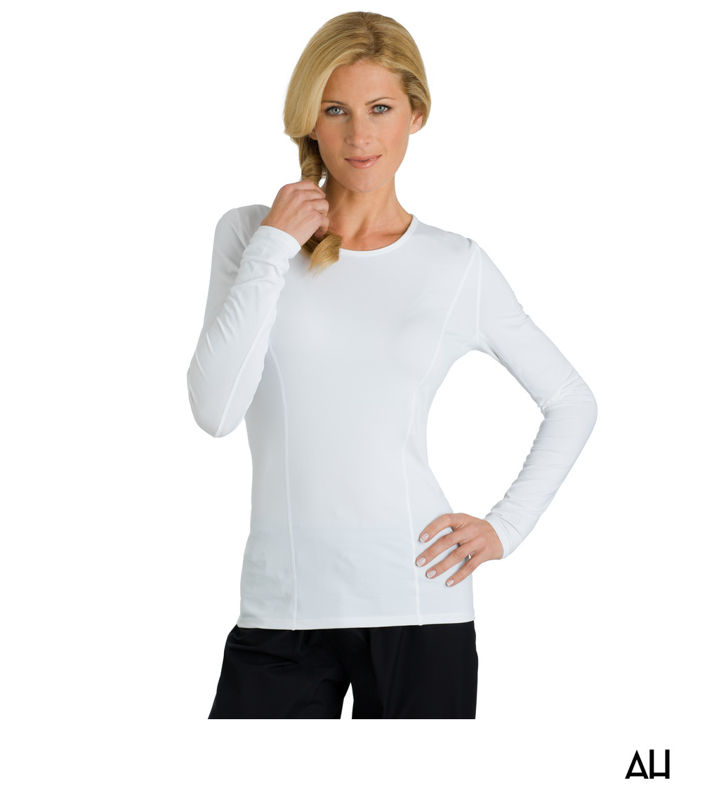 Women's White Performance Long-Sleeve Top