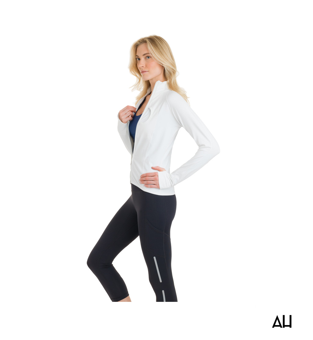 Women's White Athletic Jacket and Leggings