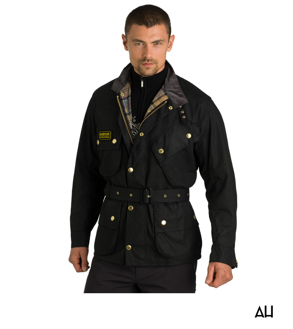 Men's Black Belted Utility Jacket