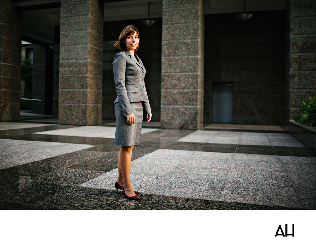 Businesswoman Portrait in Modern Plaza
