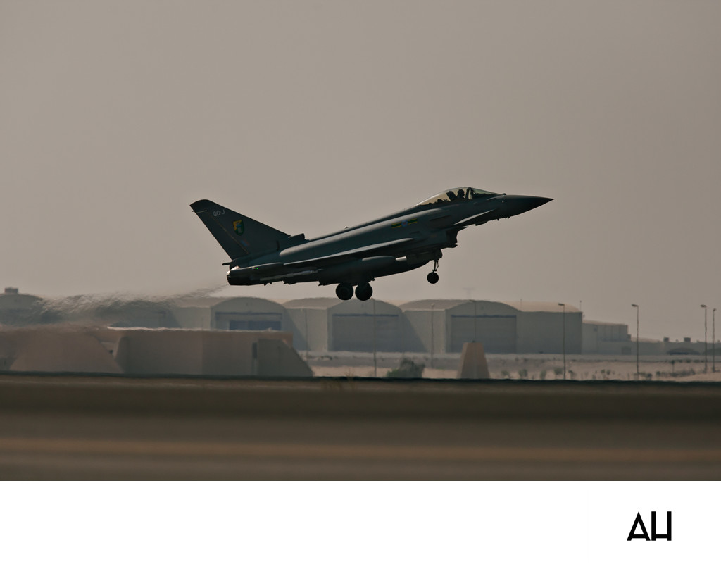 Fighter Jet Taking Off from an Airfield
