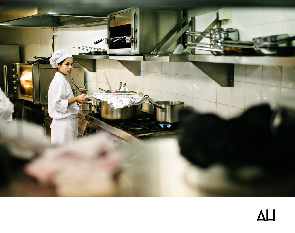 Chef Working in a Commercial Kitchen