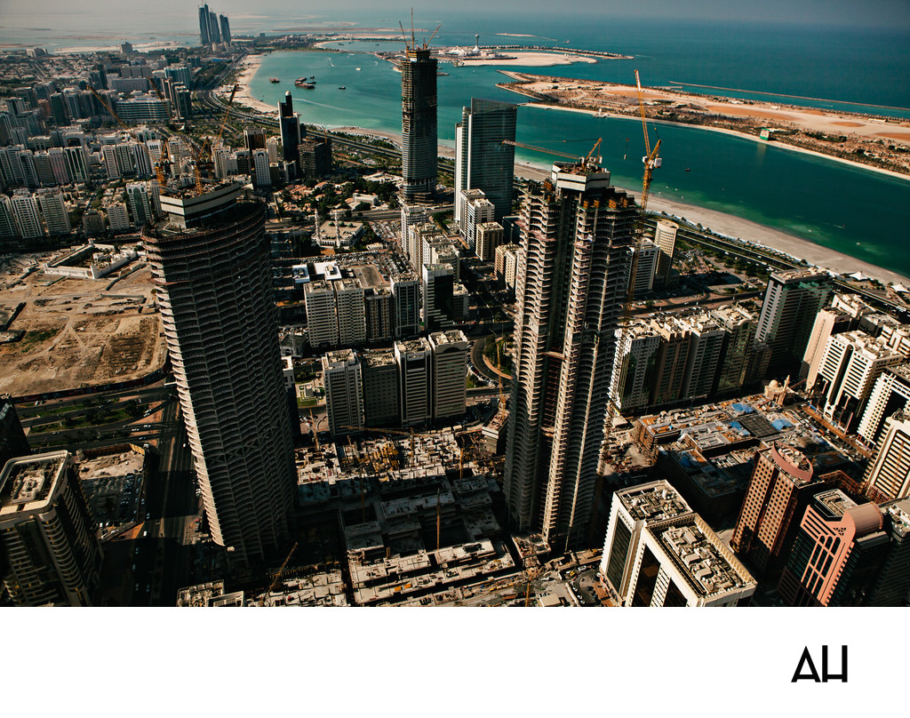 Aerial View of Waterfront City Construction