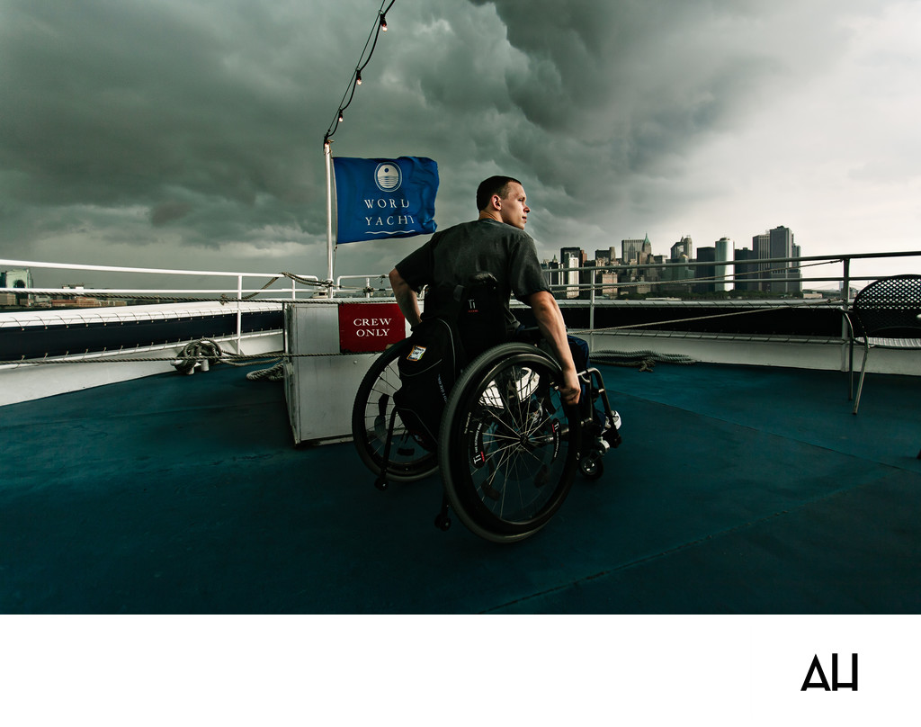 Wheelchair User on a New York Harbor Yacht