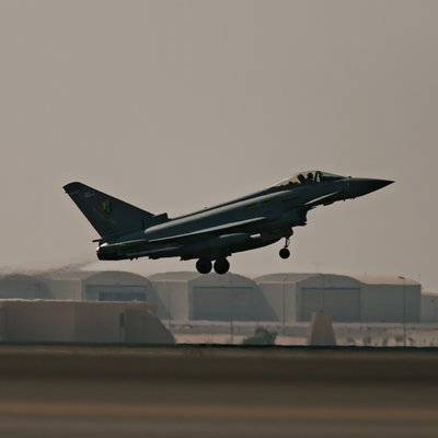 Fighter Jet Taking Off from an Airfield