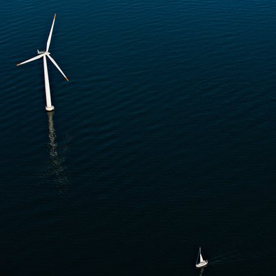 Offshore Wind Turbines with Sailboat