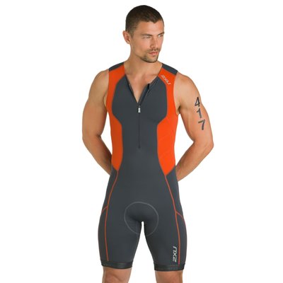 Men's Gray and Orange Triathlon Suit