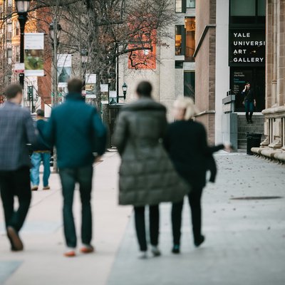Students Walking to Yale University Art Gallery