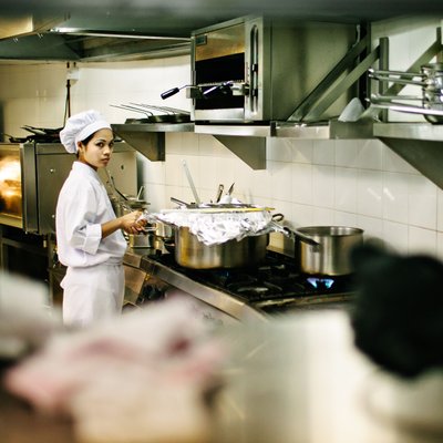Chef Working in a Commercial Kitchen