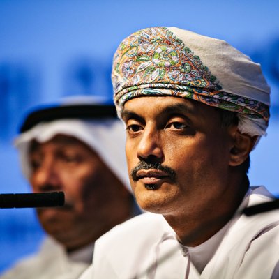Omani Business Leader at Press Conference