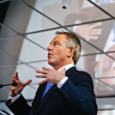 Tony Blair speaking at an event in Abu Dhabi