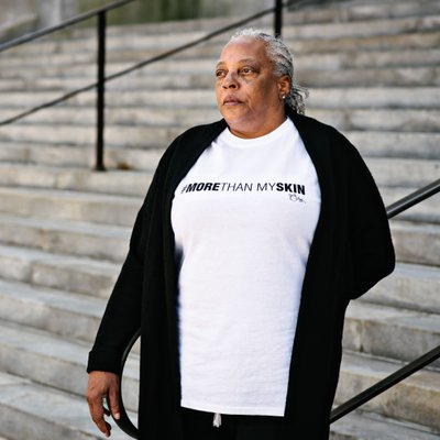 Woman Portrait on Stone Courthouse Steps
