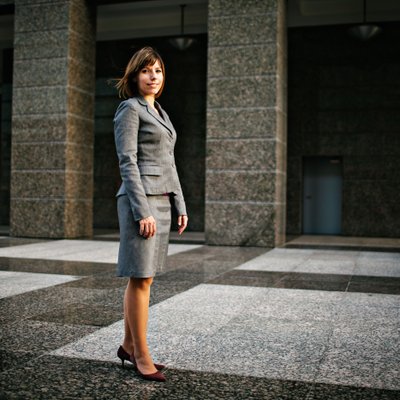Businesswoman Portrait in Modern Plaza