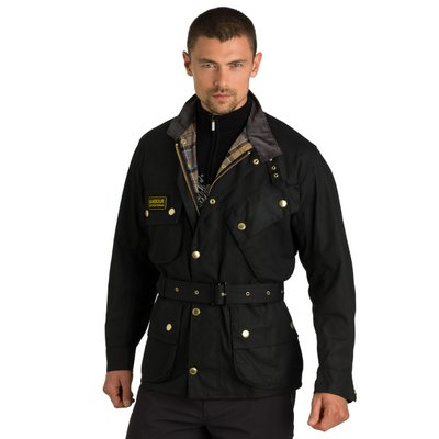 Men's Black Belted Utility Jacket