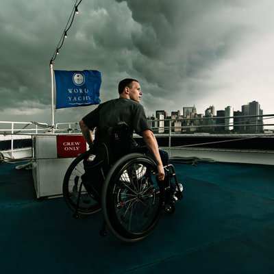 Wheelchair User on a New York Harbor Yacht
