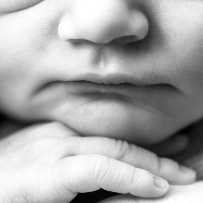 Black and white newborn details photo