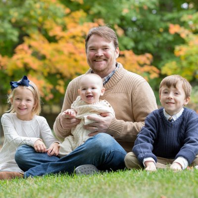 Westchester Dad with children autumn