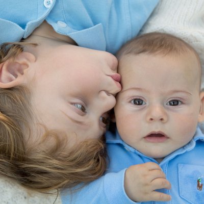 Siblings wearing blue Westchester photography Tarrytown